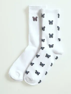 2 Pack Butterfly Crew Socks