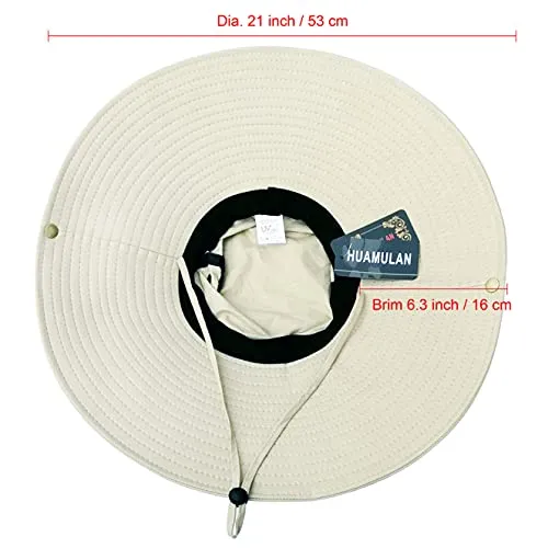 6" Wide Brim Sun Protection Hat Outdoor Hiking Bucket Cap,Unisex Beach Fishing Safari Garden Lawn Yard Work Boonie Hat