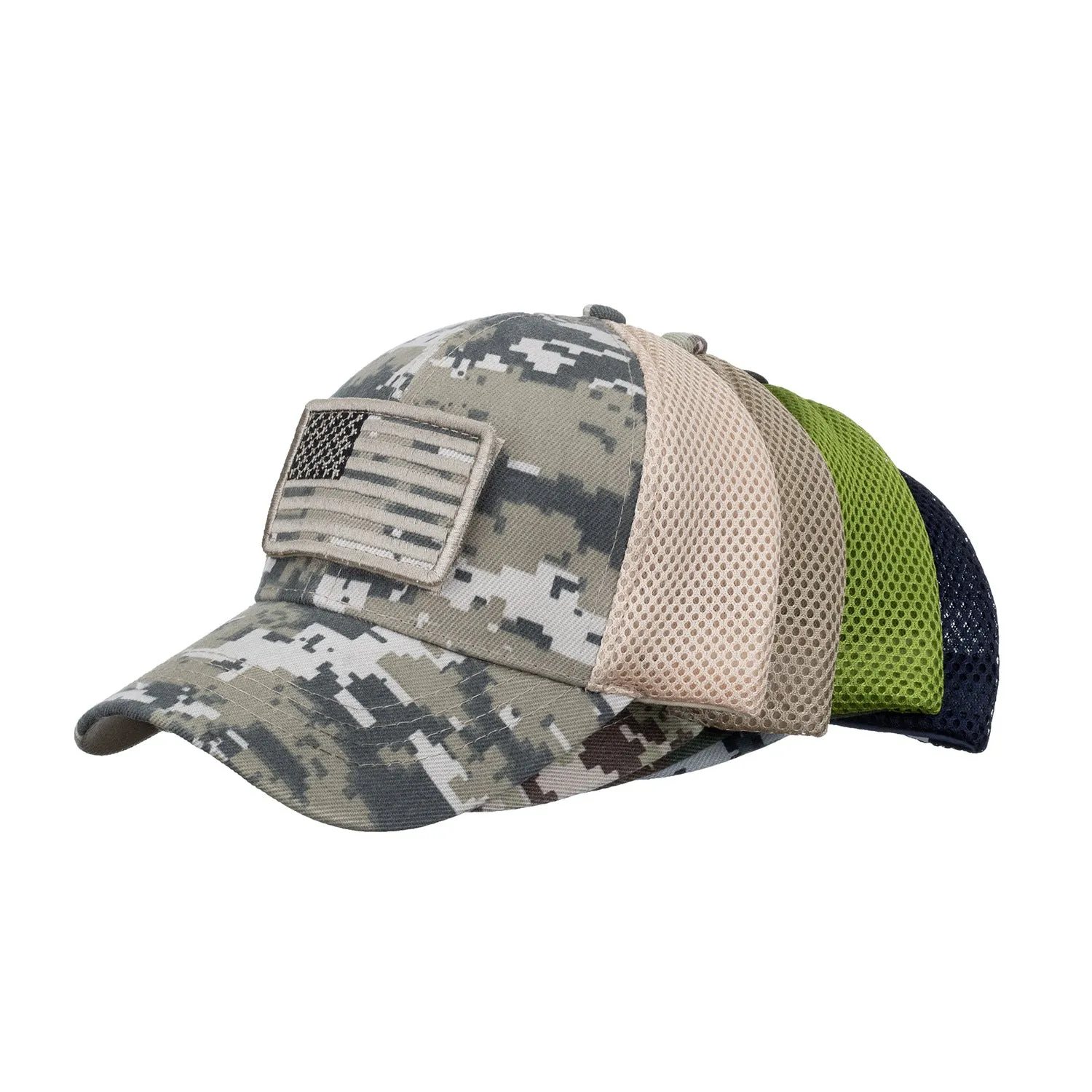 American Flag Trucker Hat Velcro Tactical Camouflage Baseball Cap