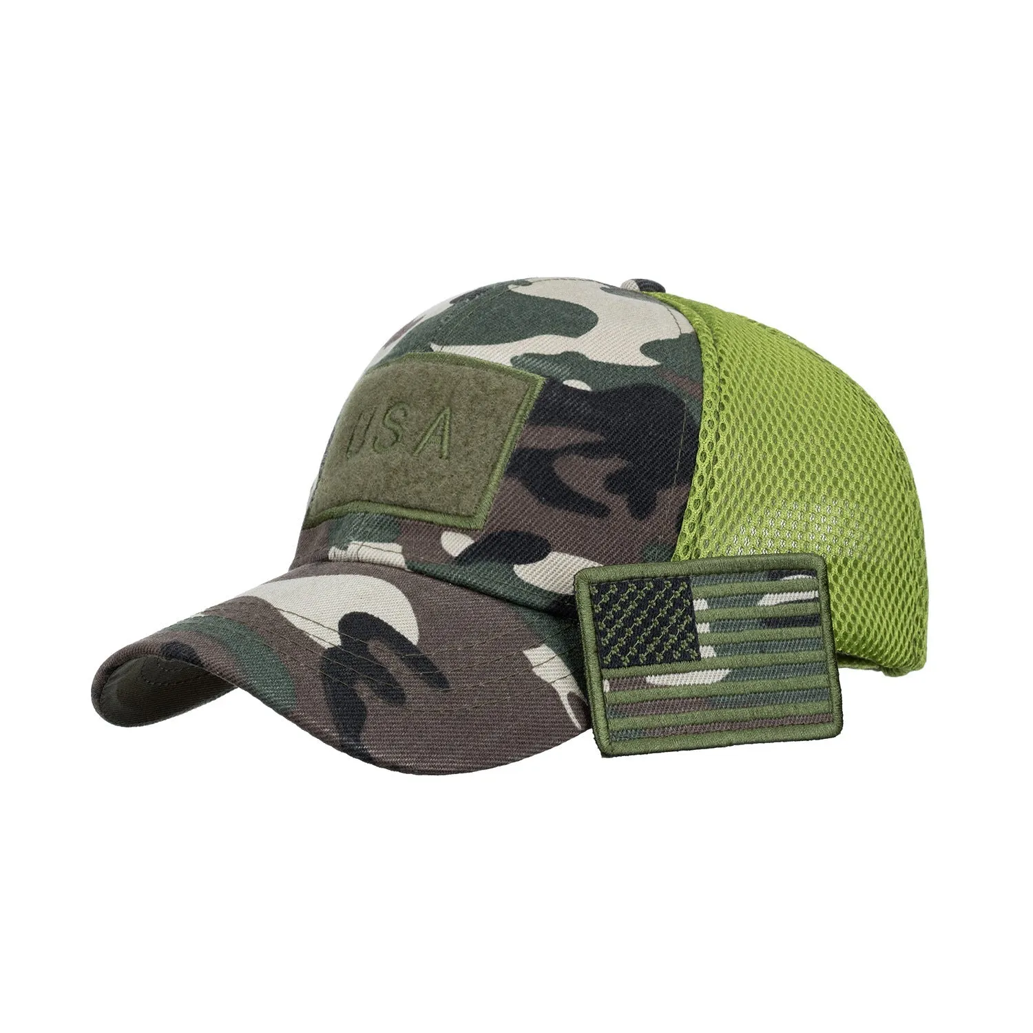 American Flag Trucker Hat Velcro Tactical Camouflage Baseball Cap