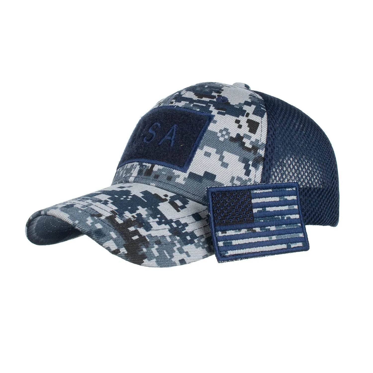 American Flag Trucker Hat Velcro Tactical Camouflage Baseball Cap