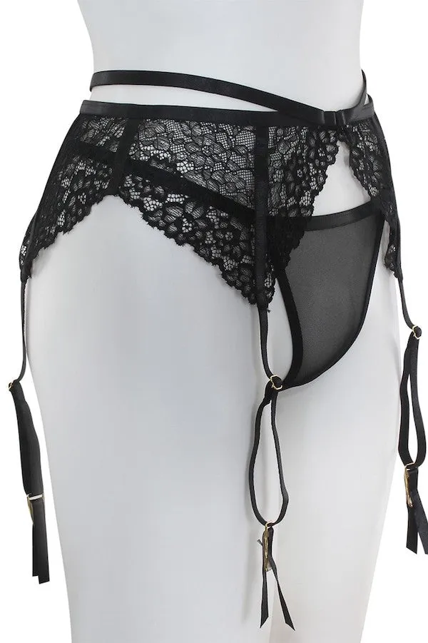 Caged Lace Garter Belt W/ Thong