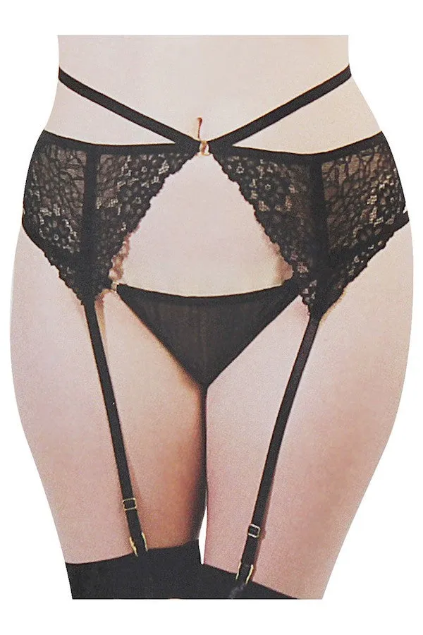 Caged Lace Garter Belt W/ Thong