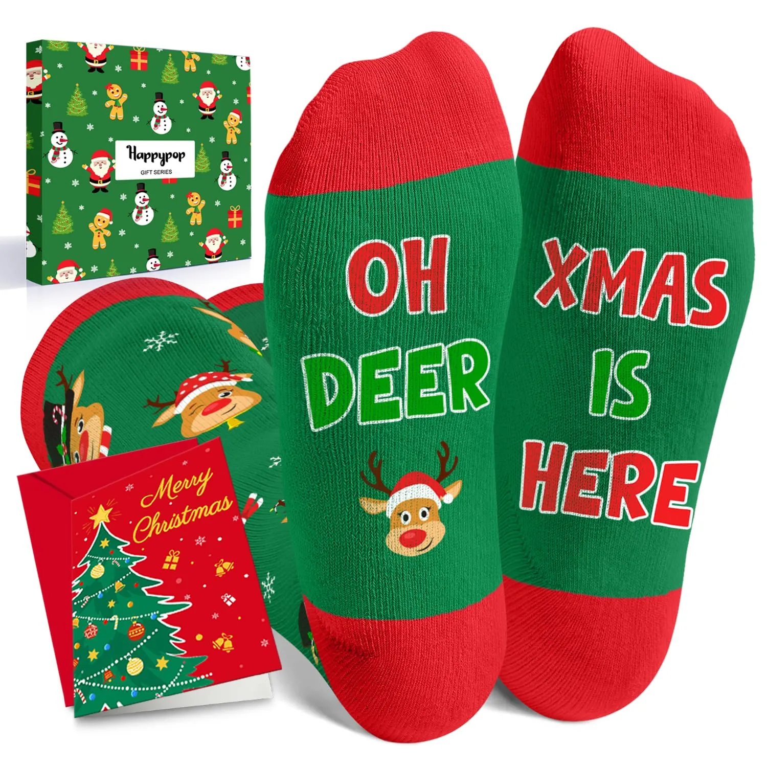 Christmas Gifts Stocking Socks for 2-3 Years Old Kids - Knee High Deer Socks Reindeer Stockings for Boys Girls