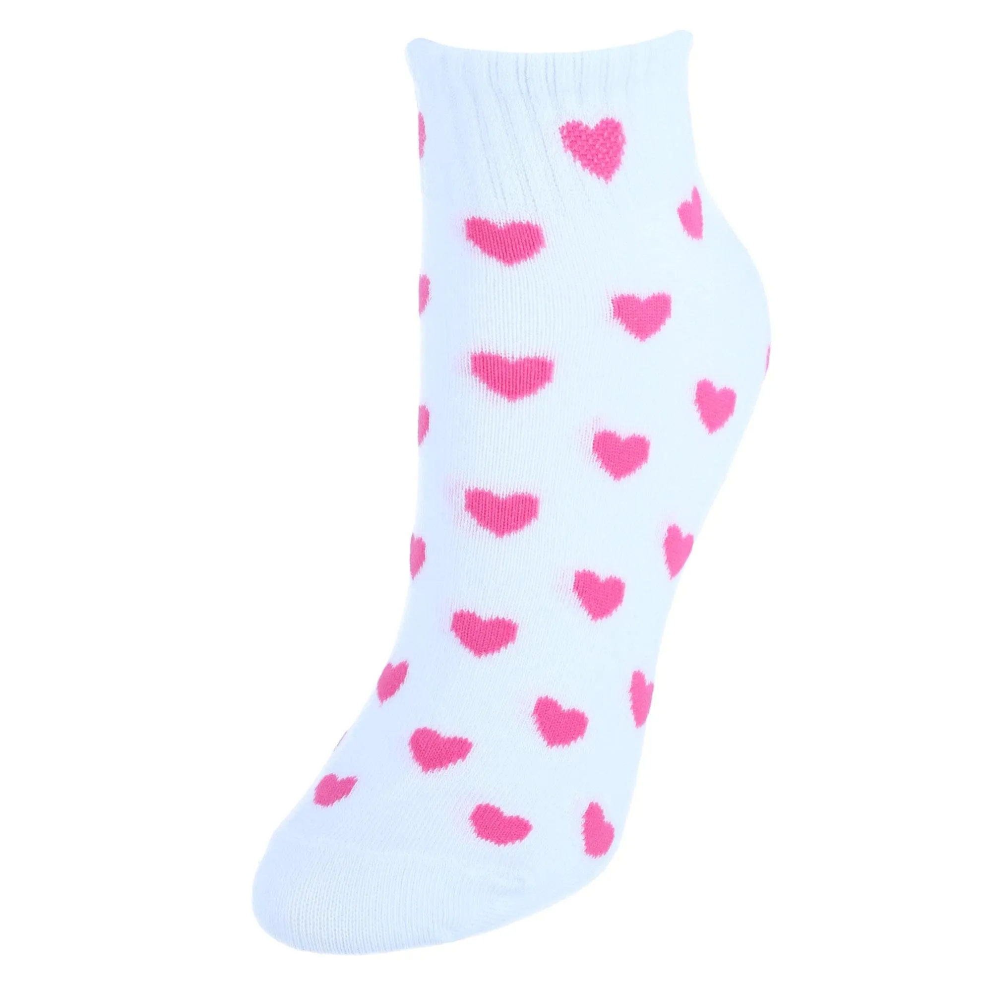 CTM® Women's Low Cut Heart Comfortable Socks (6 Pair Pack)