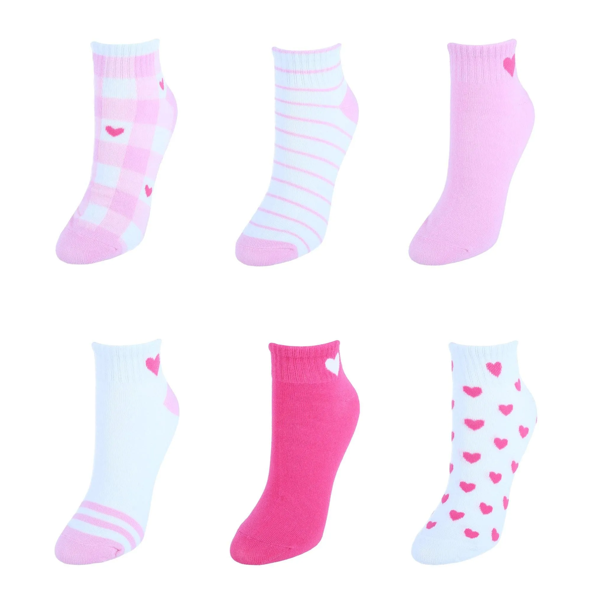 CTM® Women's Low Cut Heart Comfortable Socks (6 Pair Pack)