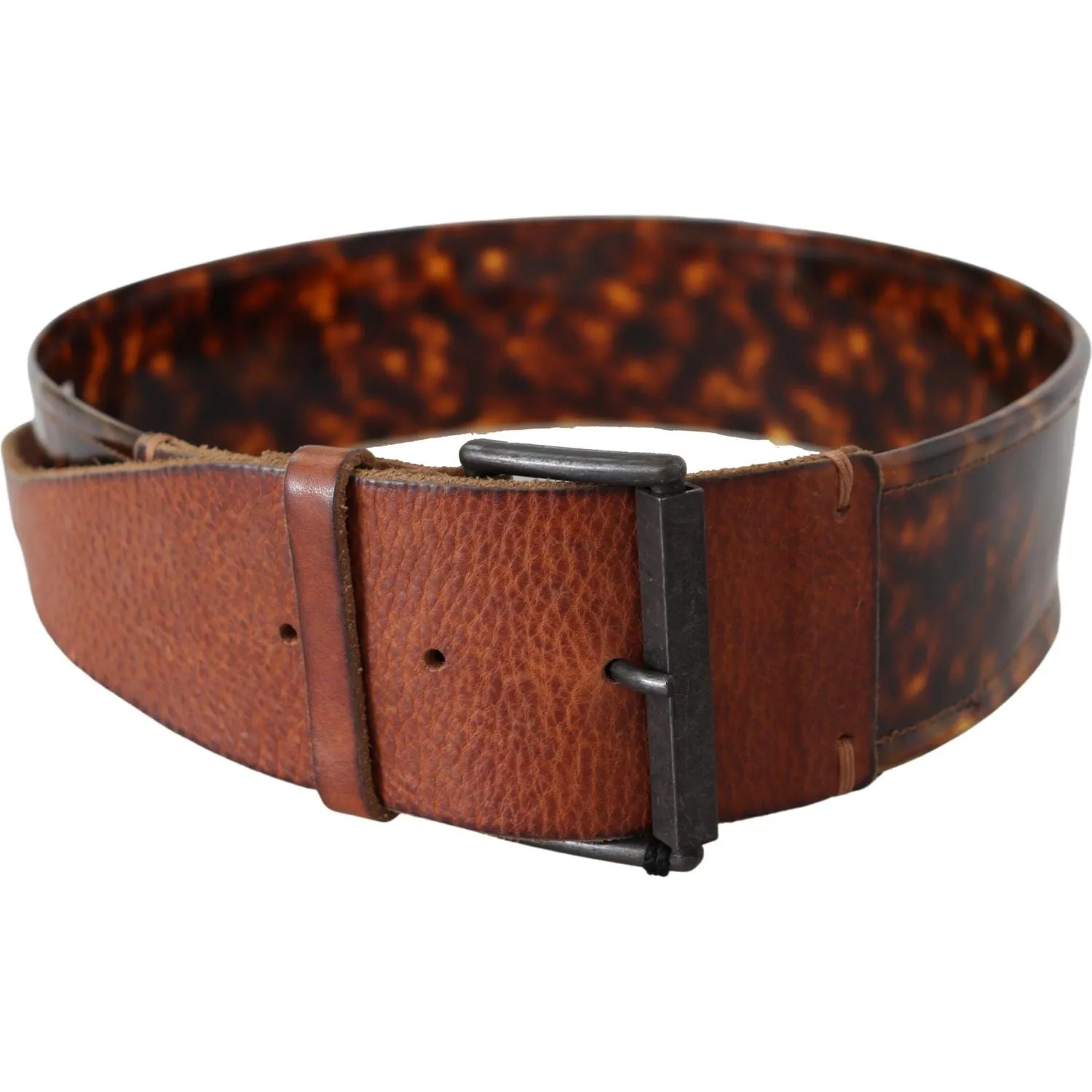 Ermanno Scervino Elegant Dark Brown Leather Belt with Vintage Buckle