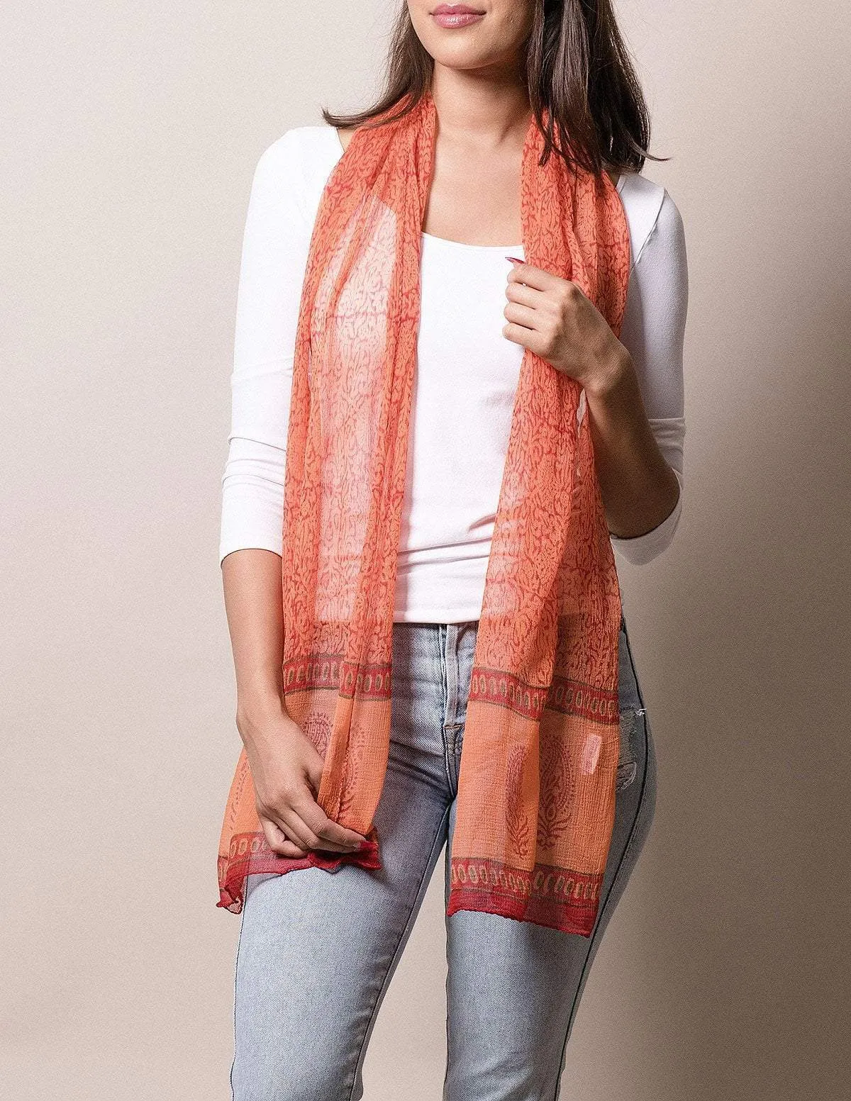 Fair Trade Jesari Scarf - Papaya