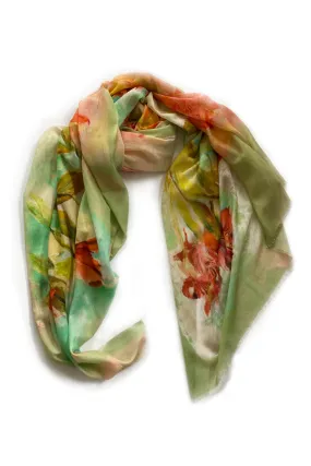 Fleur de Lis Lime Orange 100% Cotton Scarf