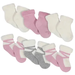 Gerber® 6-Pack Baby Girls Princess Wiggle-Proof® Terry Bootie Socks