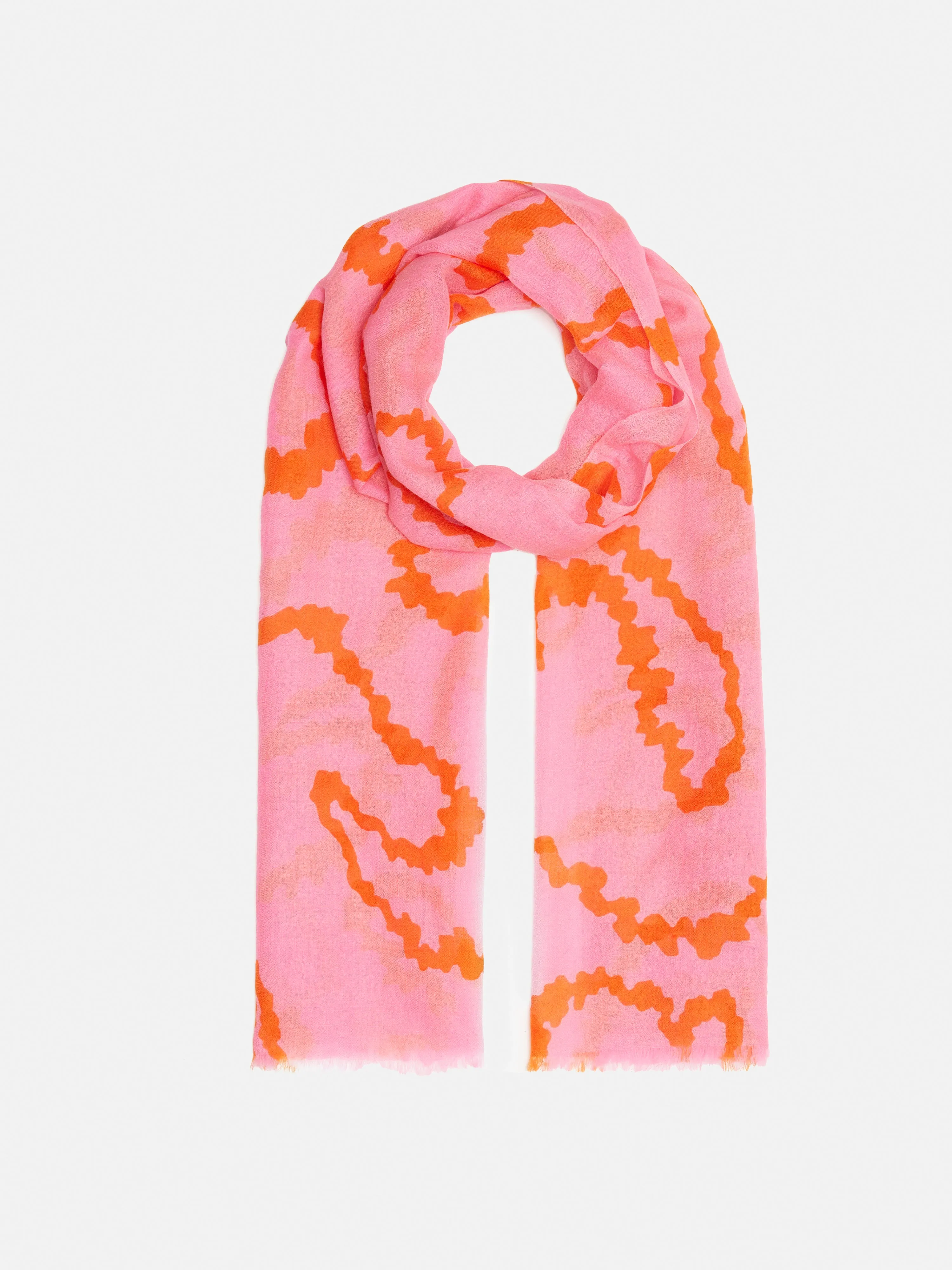 Hydra Coral Gauze Wool Silk Scarf | Pink