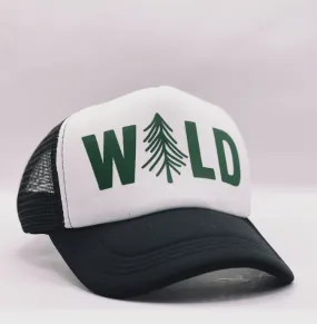 Kid WILD Tree Trucker Hat: White/Black