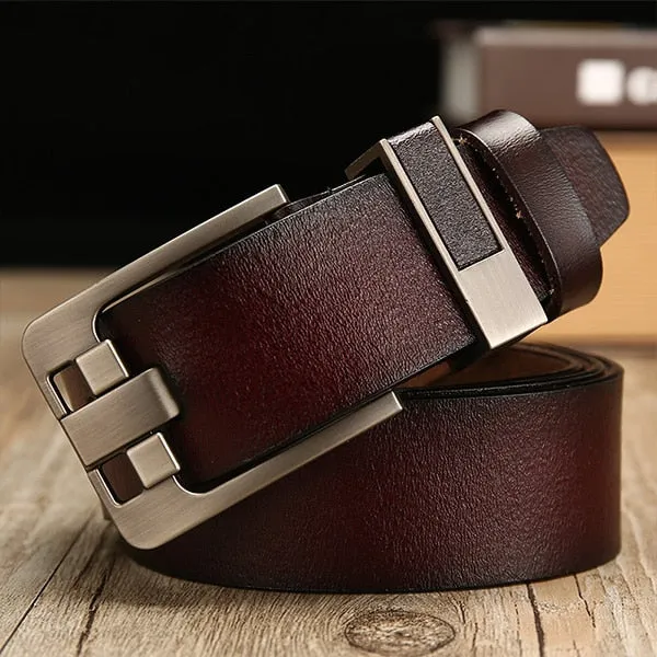 Men's genuine leather strap luxury pin buckle belts