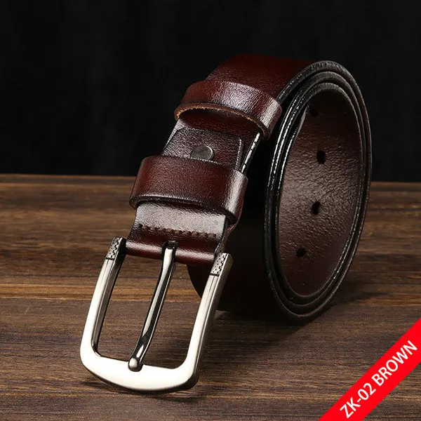 Men's genuine leather strap luxury pin buckle belts