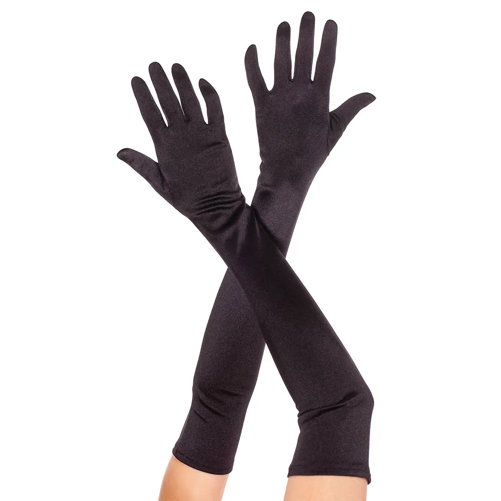 Music Legs Opera Length Over Elbow Satin Gloves