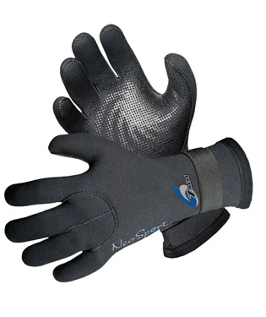 NeoSport 5mm Scuba Diving Gloves with Gripper Palm and Velcro Wrist Closure