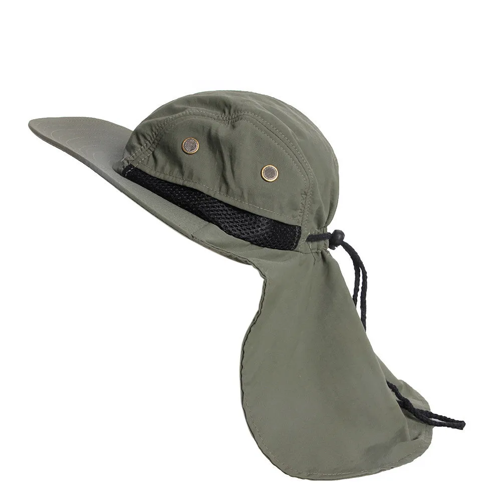 New Boonie Fishing Boating Hiking Outdoor Snap Hat Brim Ear Neck Cover Sun Flap Cap Polyester Adjustable 55-63 cm