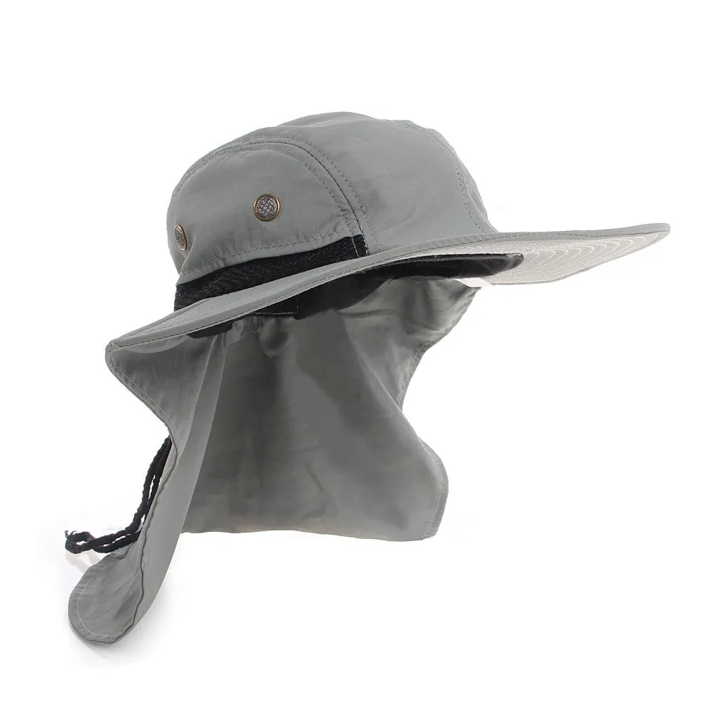 New Boonie Fishing Boating Hiking Outdoor Snap Hat Brim Ear Neck Cover Sun Flap Cap Polyester Adjustable 55-63 cm