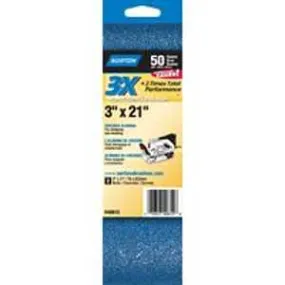 Norton 49612 Sanding Belt, 3 in W, 21 in L, 50 Grit, Coarse, Zirconia Aluminum Abrasive :PK  2: QUANTITY: 1