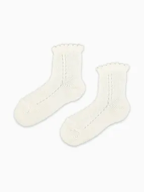 Off White Openwork Short Girl Socks