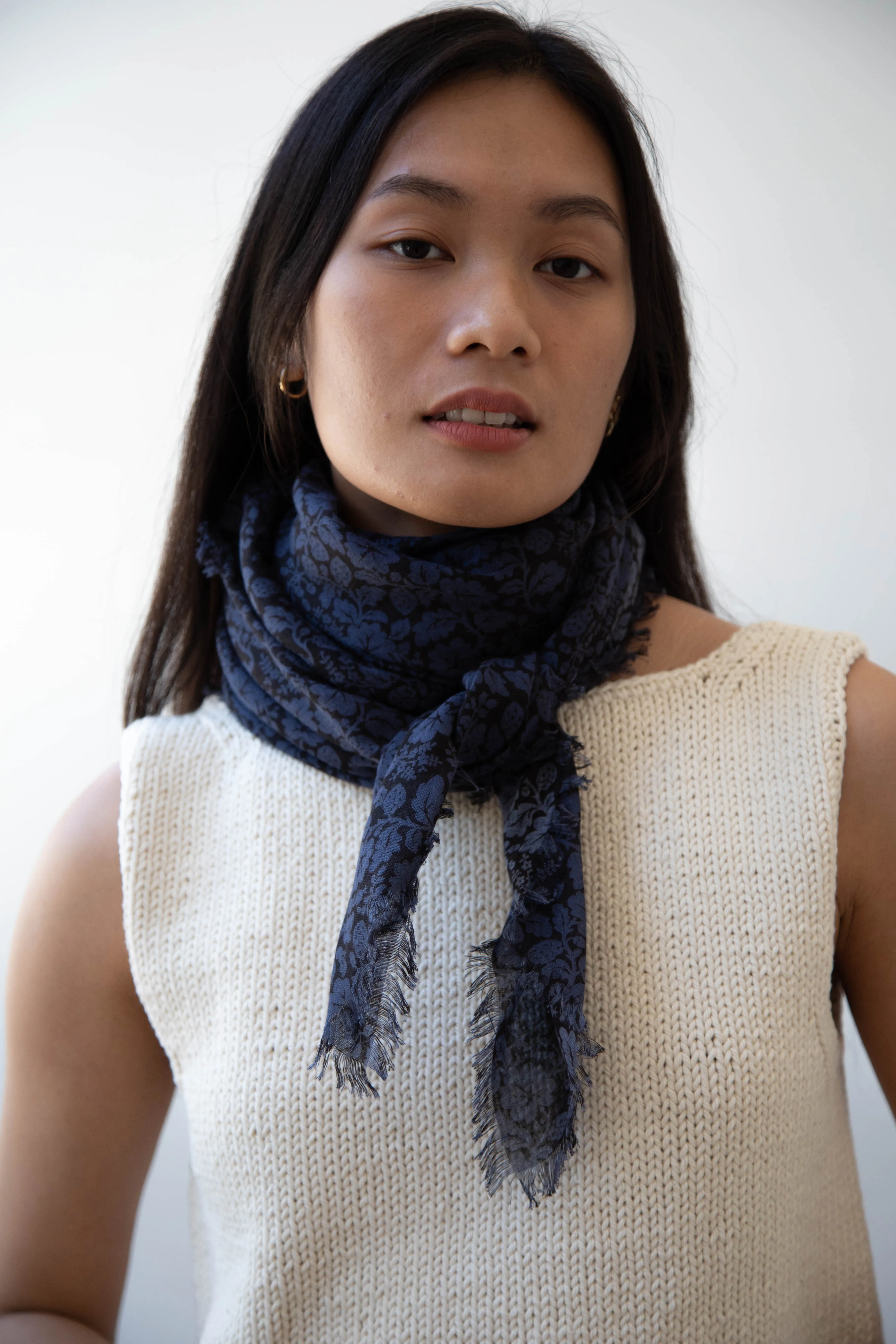 Old Man's Tailor | Wild Berry Print Scarf in Navy