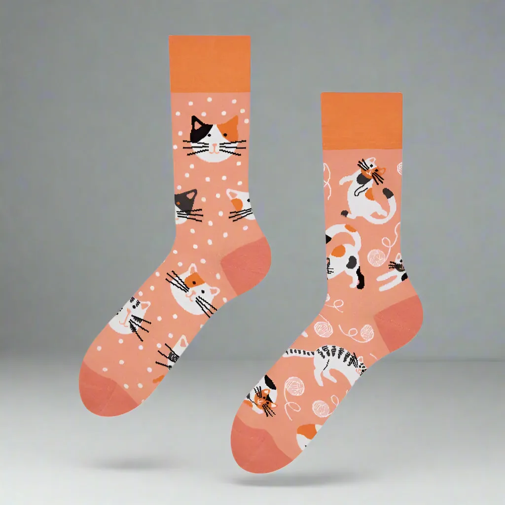 Orange Playful Cats Regular Odd Socks