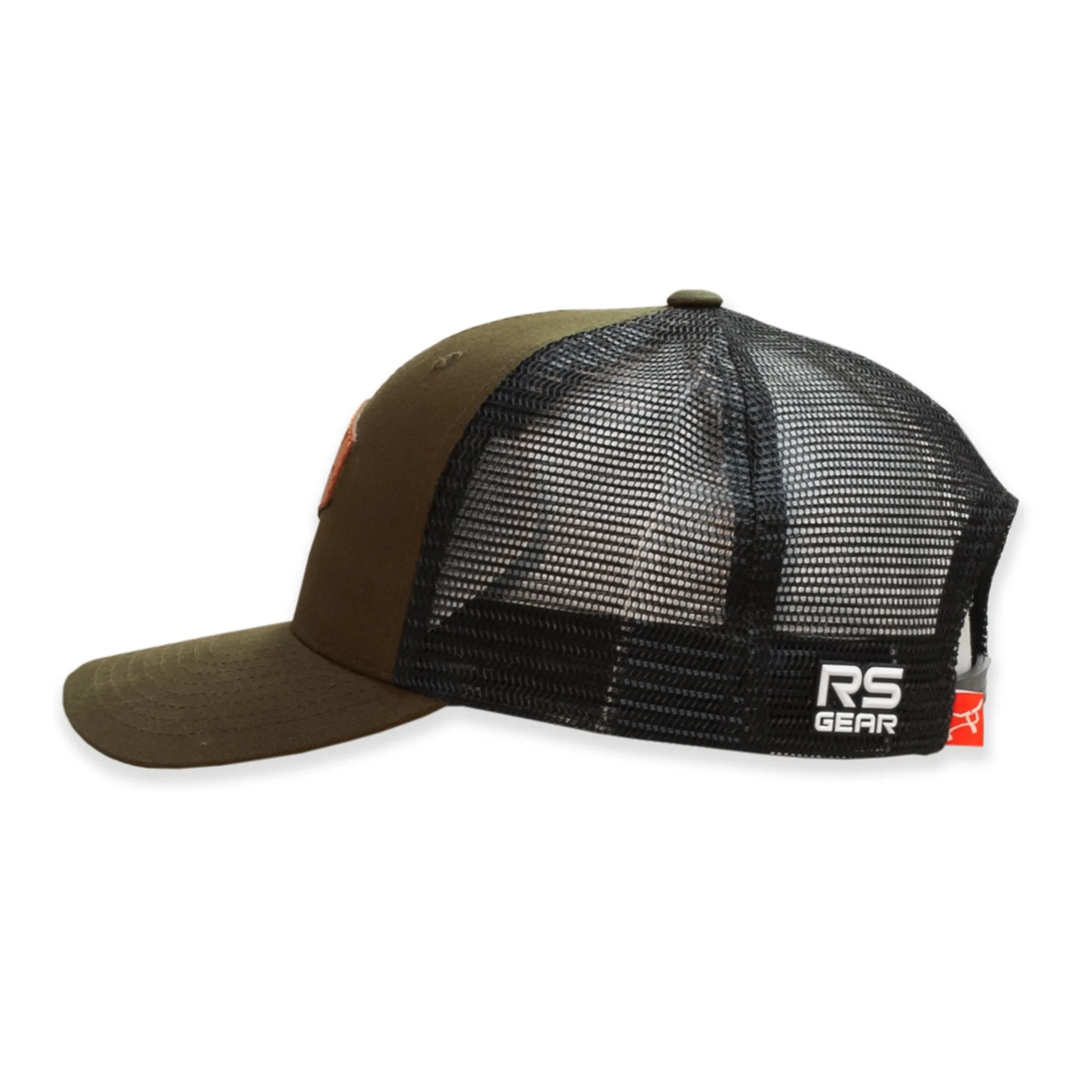 Rope Smart Army Green & Black Leather Patch Cap