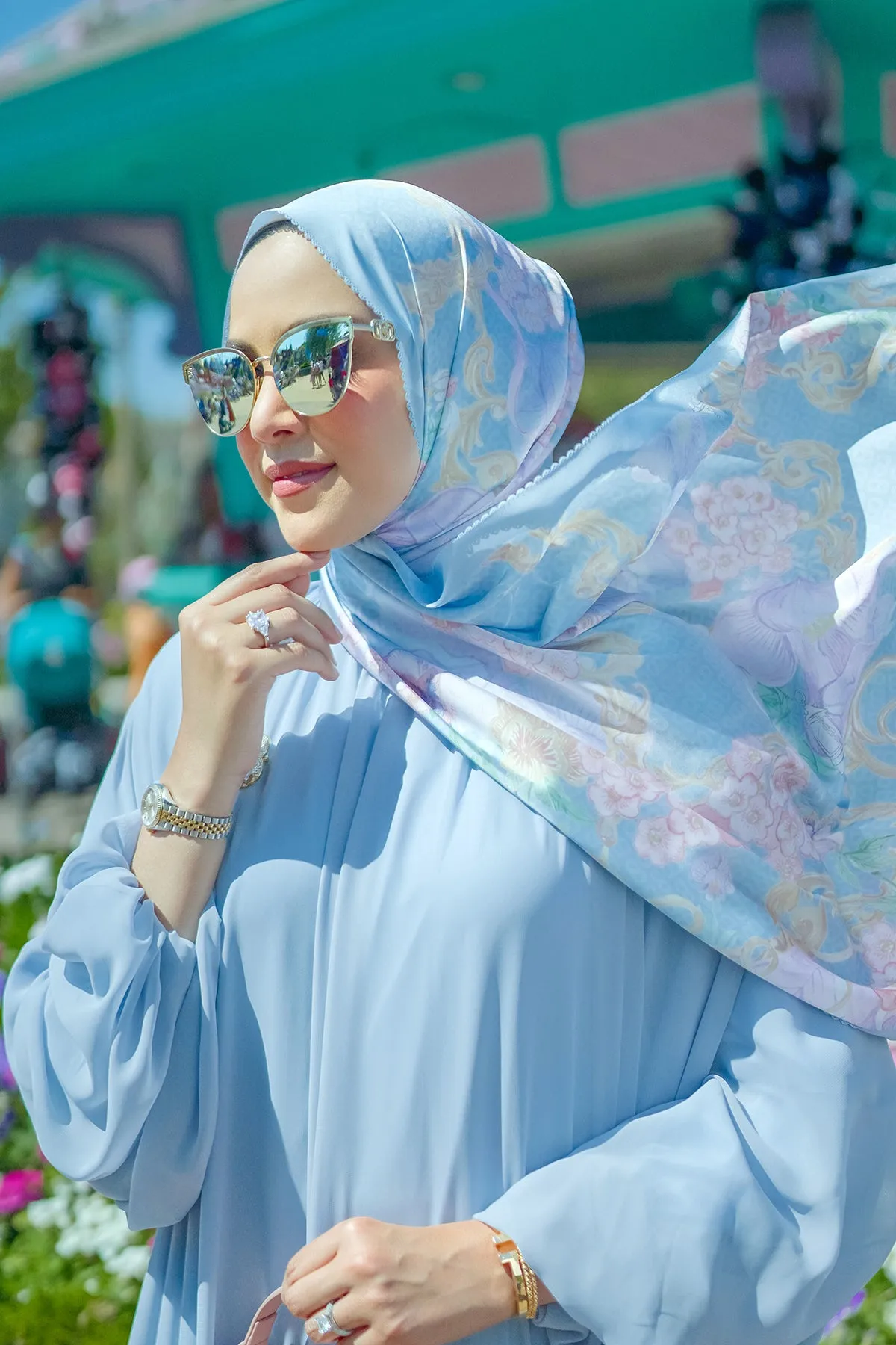 The Wonderland Satin Shawl - Airy Blue