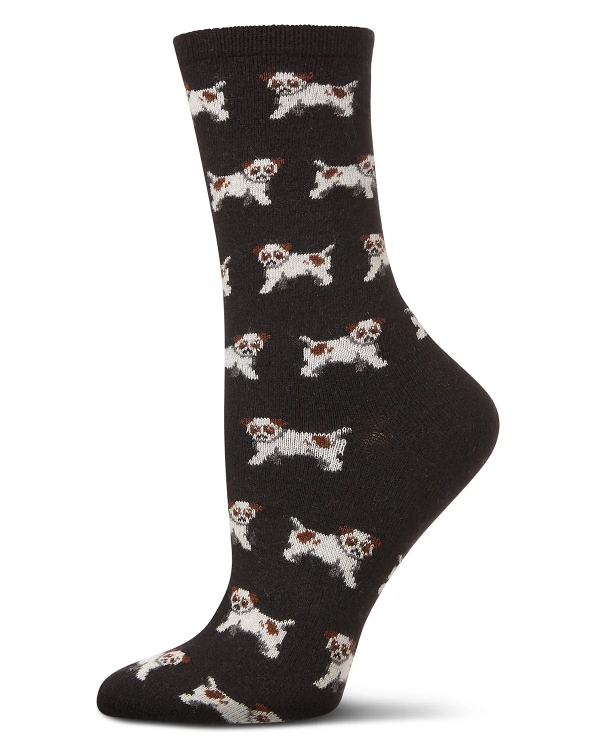 Women's Playful Puppy Dogs Cashmere Blend Crew Sock