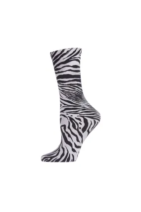 Zebra Printed Crew Socks